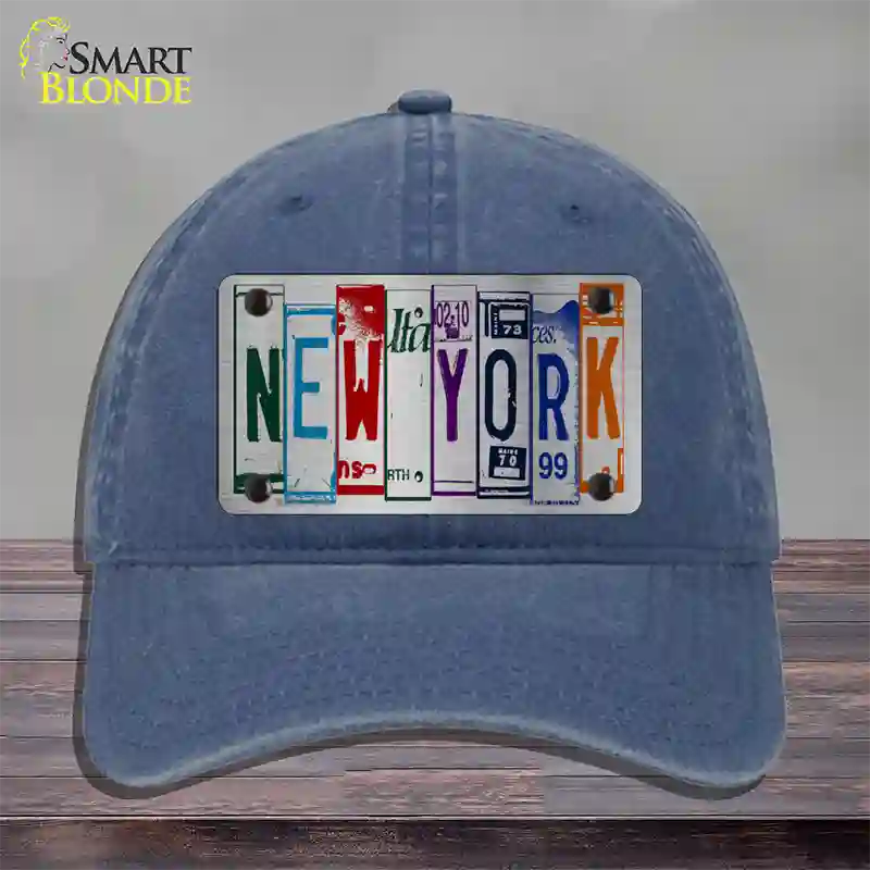 New York License Plate Art Novelty License Plate Hat Unconstructed Cotton / Navy