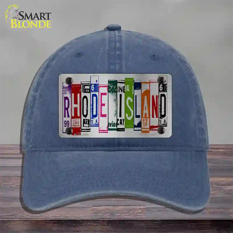 Rhode Island License Plate Art Novelty License Plate Hat Unconstructed Cotton / Navy