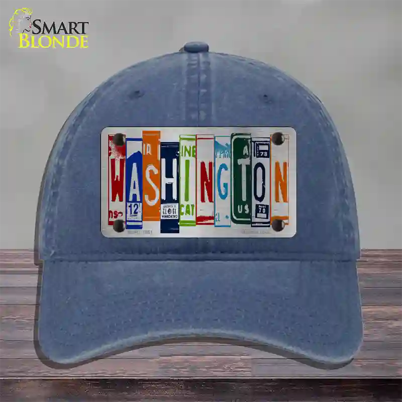 Washington License Plate Art Novelty License Plate Hat Unconstructed Cotton / Navy