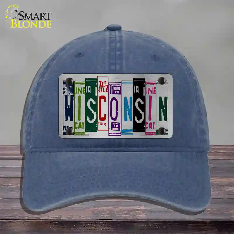 Wisconsin License Plate Art Novelty License Plate Hat Unconstructed Cotton / Navy