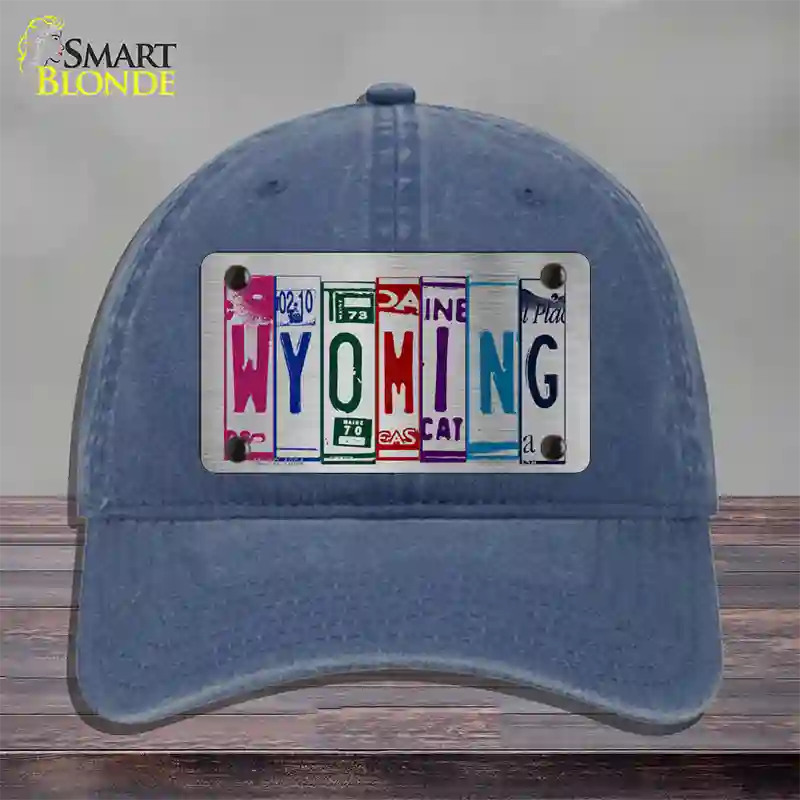 Wyoming License Plate Art Novelty License Plate Hat Unconstructed Cotton / Navy