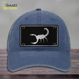 Scorpion Black Brushed Chrome Novelty License Plate Hat Unconstructed Cotton / Navy