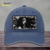 Sea Horse Black Brushed Chrome Novelty License Plate Hat Unconstructed Cotton / Navy