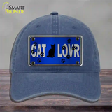 Cat Lover Blue Brushed Chrome Novelty License Plate Hat Tag Unconstructed Cotton / Navy