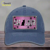 Cat Lover Pink Brushed Chrome Novelty License Plate Hat Tag Unconstructed Cotton / Navy