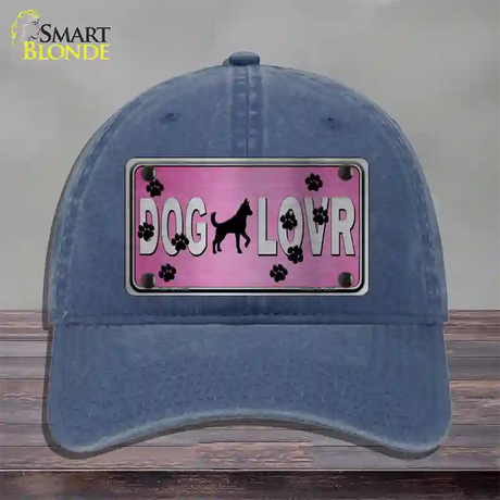 Dog Lover Pink Brushed Chrome Novelty License Plate Hat Tag Unconstructed Cotton / Navy