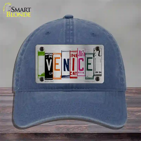 Venice License Plate Art Brushed Chrome Novelty License Plate Hat Tag Unconstructed Cotton / Navy