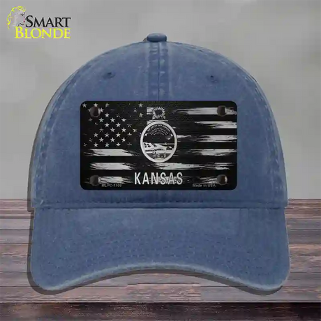 Kansas Carbon Fiber Novelty License Plate Hat Unconstructed Cotton / Navy