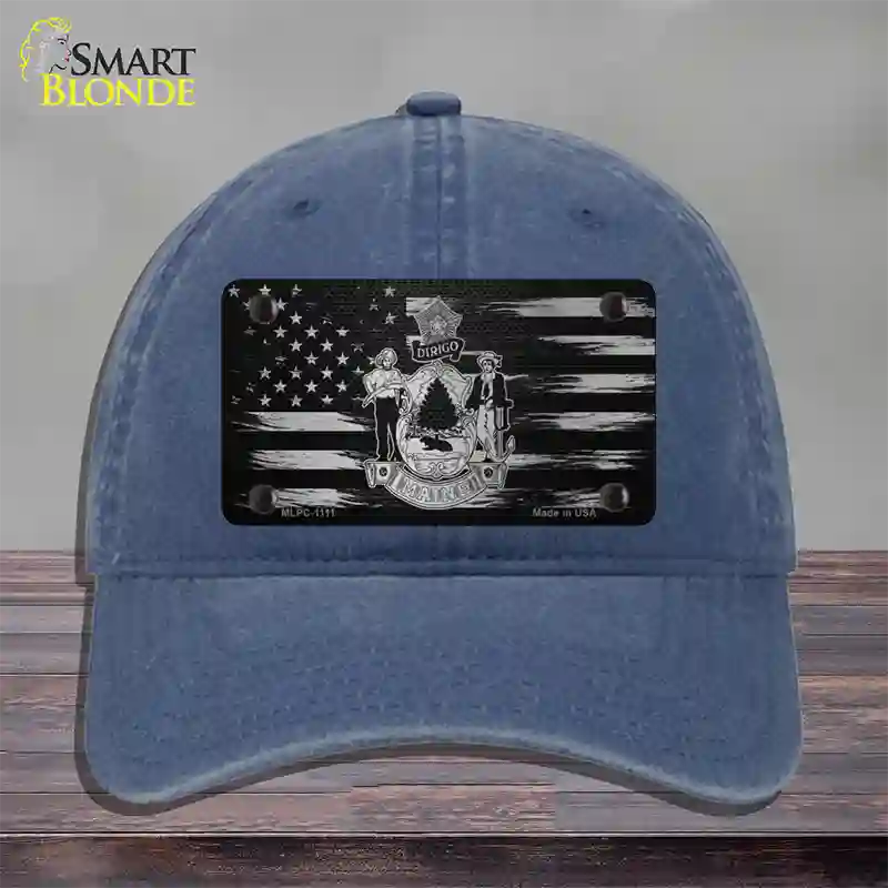 Maine Carbon Fiber Novelty License Plate Hat Unconstructed Cotton / Navy