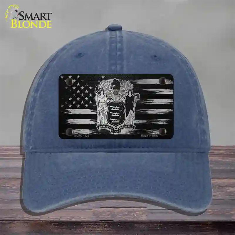 New Jersey Carbon Fiber Novelty License Plate Hat Unconstructed Cotton / Navy