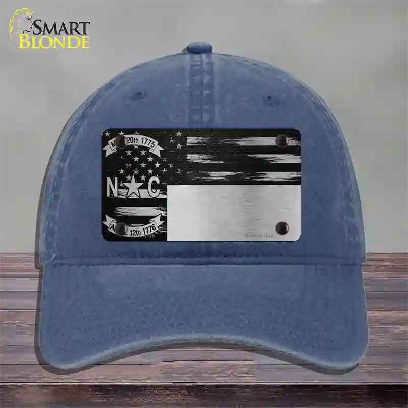 North Carolina Carbon Fiber Novelty License Plate Hat Unconstructed Cotton / Navy