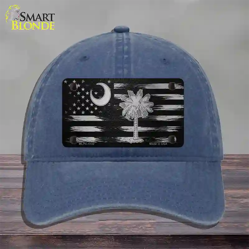 South Carolina Carbon Fiber Novelty License Plate Hat Unconstructed Cotton / Navy