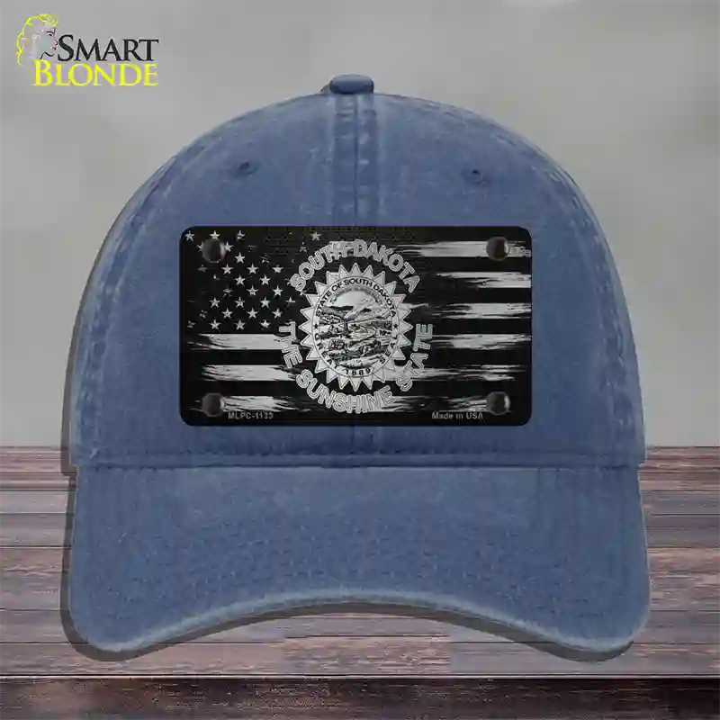 South Dakota Carbon Fiber Novelty License Plate Hat Unconstructed Cotton / Navy