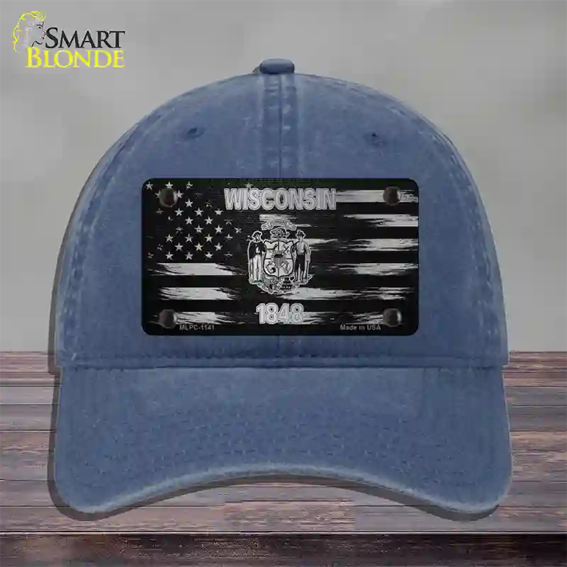 Wisconsin Carbon Fiber Novelty License Plate Hat Unconstructed Cotton / Navy