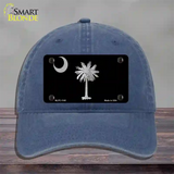 Palmetto Flag Brushed Chrome Novelty License Plate Hat Unconstructed Cotton / Navy