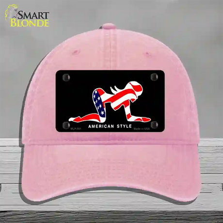 American Style Sexy Flag Pose Novelty License Plate Hat Unconstructed Cotton / Pink