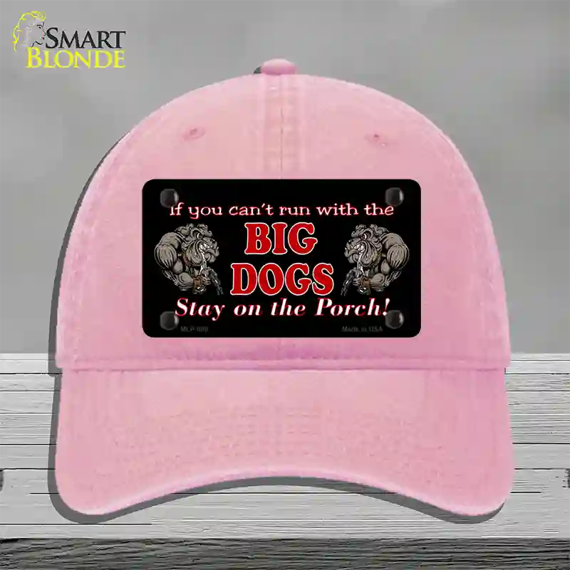 Big Dogs Black Novelty License Plate Hat Unconstructed Cotton / Pink