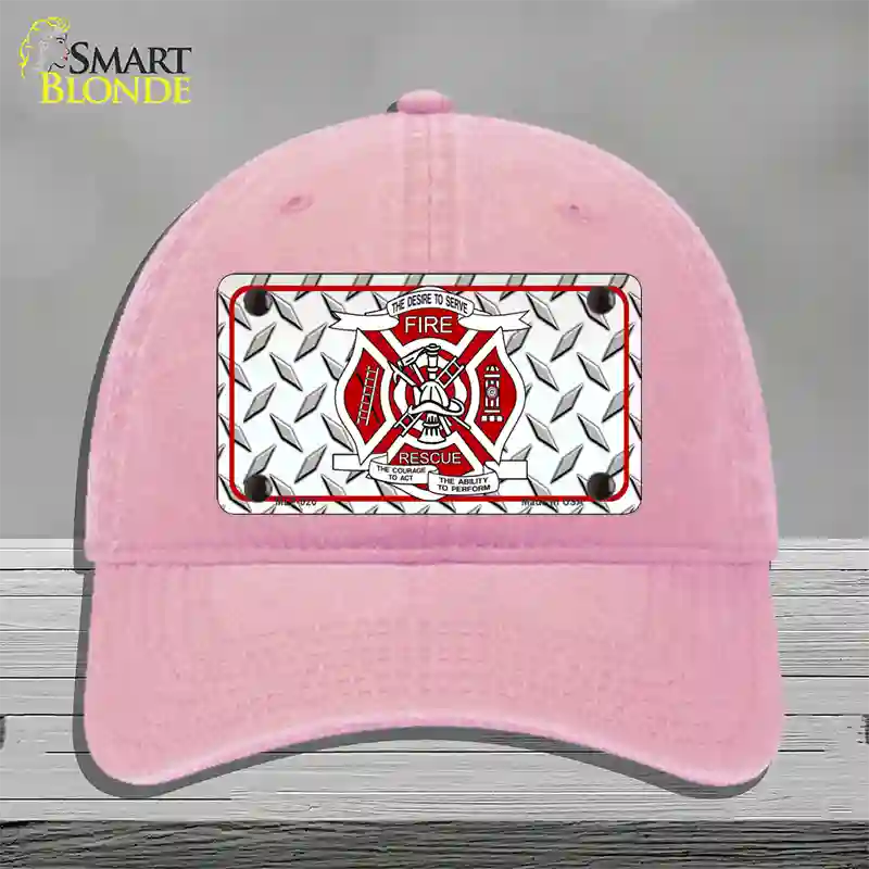 Fire Fighter Rescue Novelty License Plate Hat Unconstructed Cotton / Pink