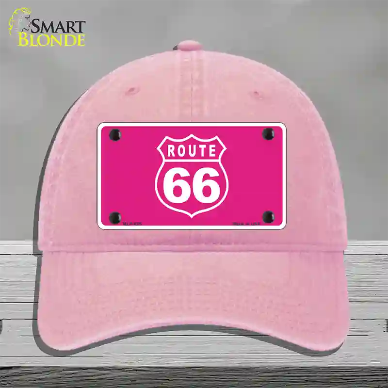 US Route 66 Pink Novelty License Plate Hat Unconstructed Cotton / Pink