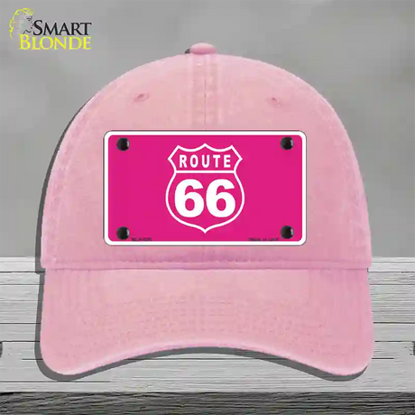 US Route 66 Pink Novelty License Plate Hat Unconstructed Cotton / Pink