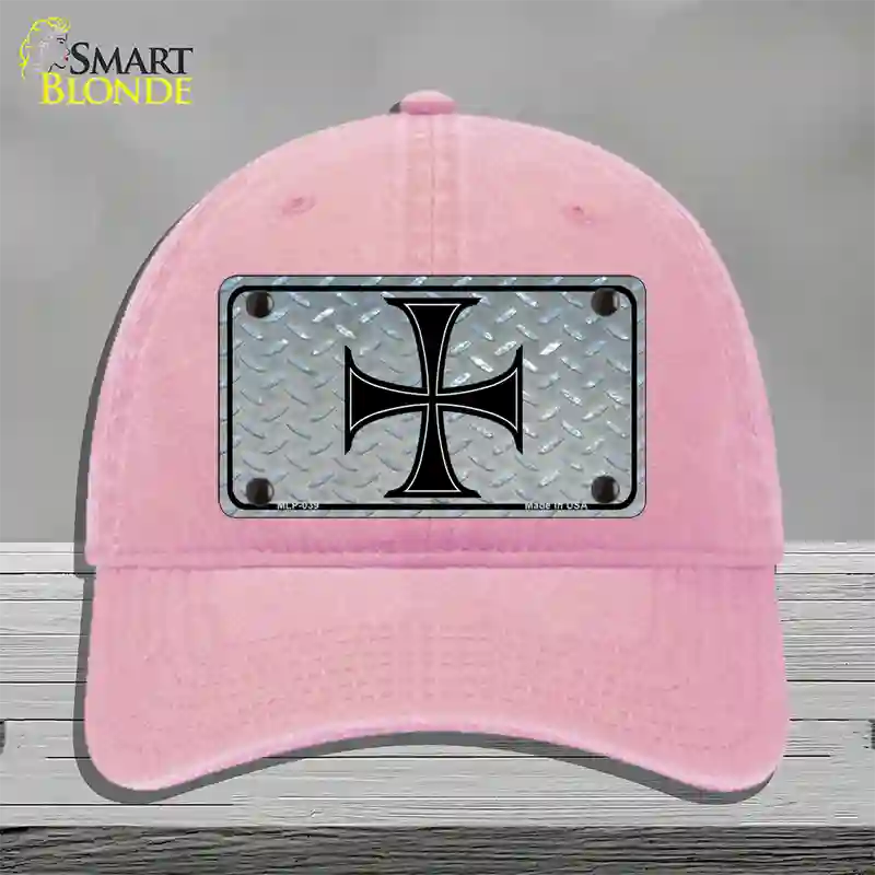 Maltese Cross Novelty License Plate Hat Unconstructed Cotton / Pink