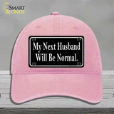 My Next Husband NoveltyNovelty License Plate Hat Unconstructed Cotton / Pink