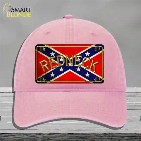 Redneck Confederate Flag Novelty License Plate Hat Unconstructed Cotton / Pink