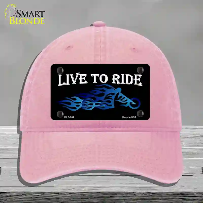 Live To Ride Novelty License Plate Hat Unconstructed Cotton / Pink