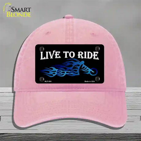 Live To Ride Novelty License Plate Hat Unconstructed Cotton / Pink