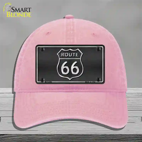 Route 66 Shield Black Novelty License Plate Hat Unconstructed Cotton / Pink