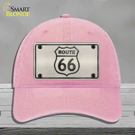 Route 66 Shield White Novelty License Plate Hat Unconstructed Cotton / Pink