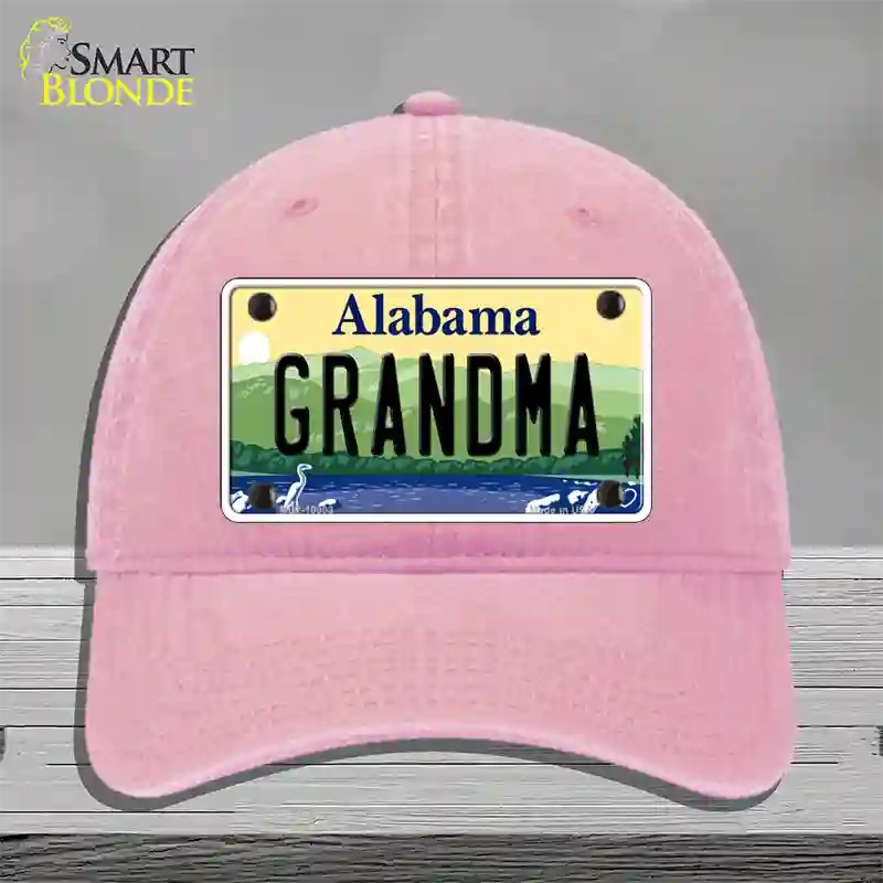 Grandma Alabama Novelty License Plate Hat Unconstructed Cotton / Pink