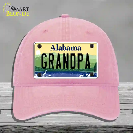 Grandpa Alabama Novelty License Plate Hat Unconstructed Cotton / Pink