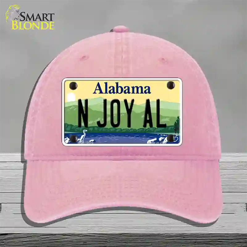 N Joy AL Alabama Novelty License Plate Hat Unconstructed Cotton / Pink