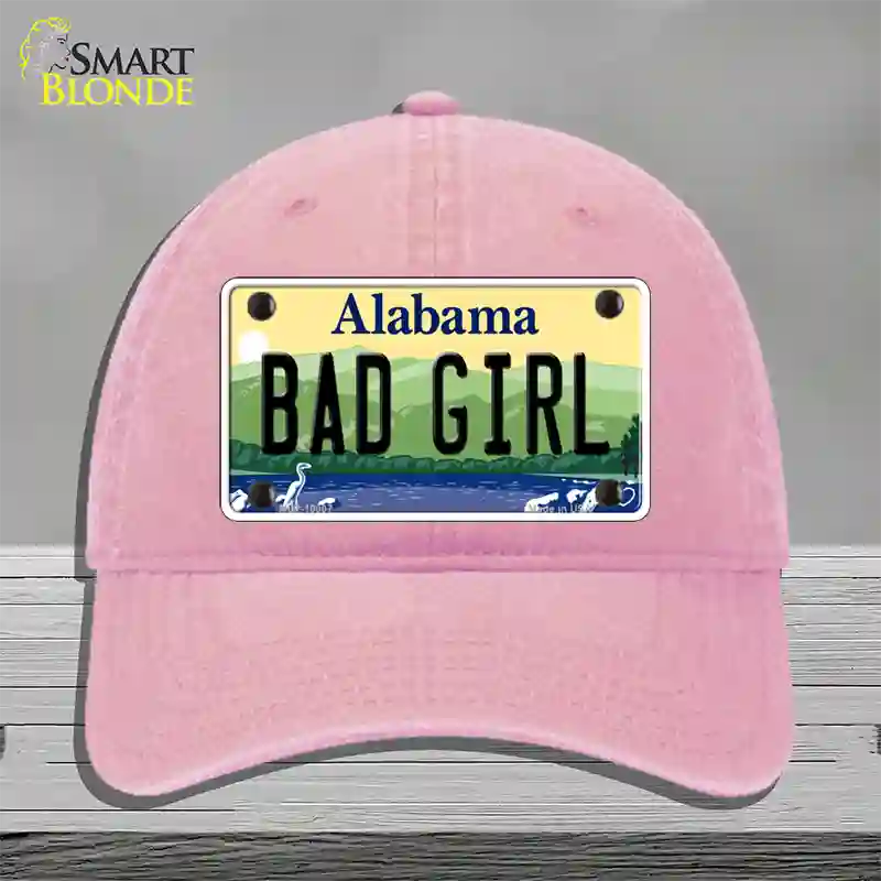 Bad Girl Alabama Novelty License Plate Hat Unconstructed Cotton / Pink