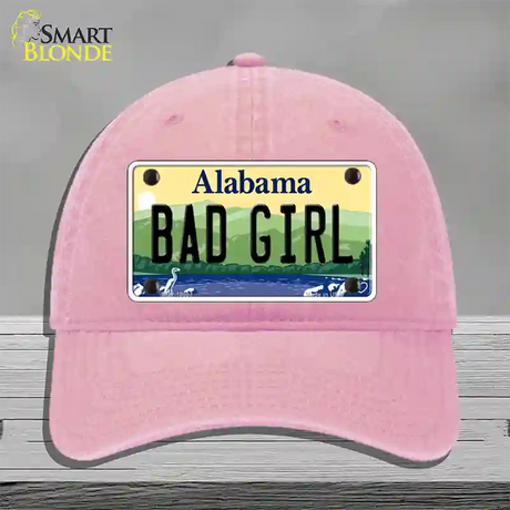 Bad Girl Alabama Novelty License Plate Hat Unconstructed Cotton / Pink