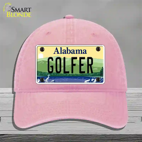 Golfer Alabama Novelty License Plate Hat Unconstructed Cotton / Pink