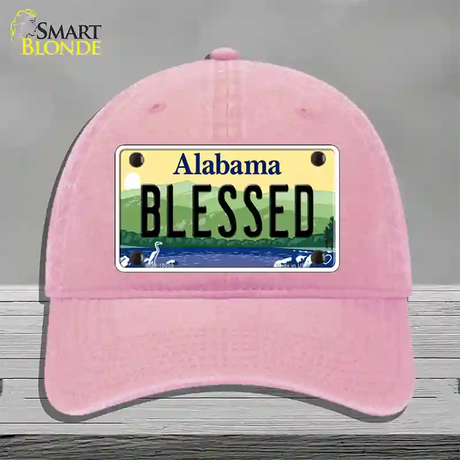 Blessed Alabama Novelty License Plate Hat Unconstructed Cotton / Pink