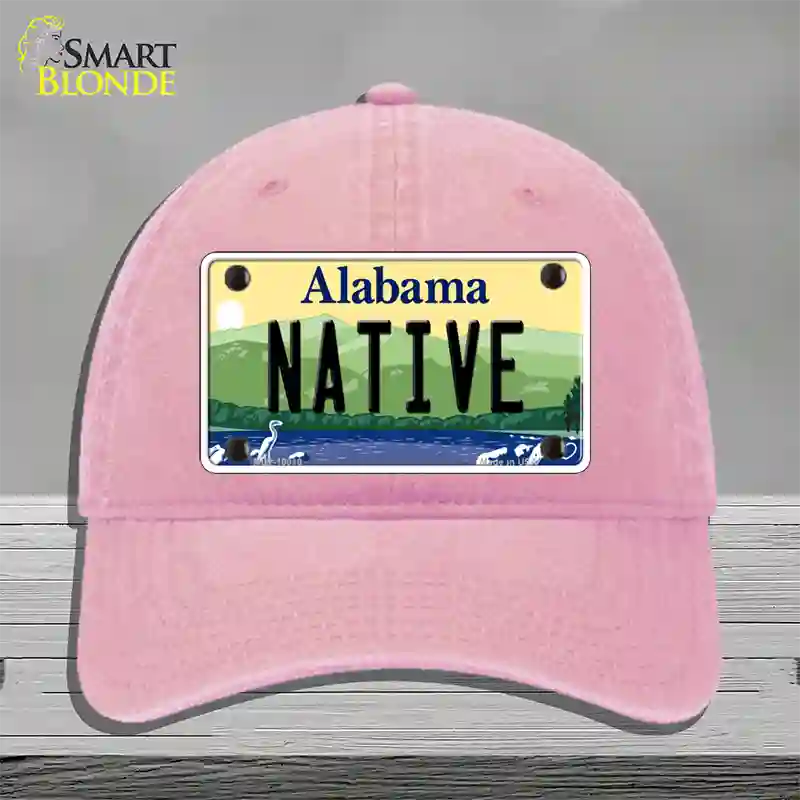 Native Alabama Novelty License Plate Hat Unconstructed Cotton / Pink