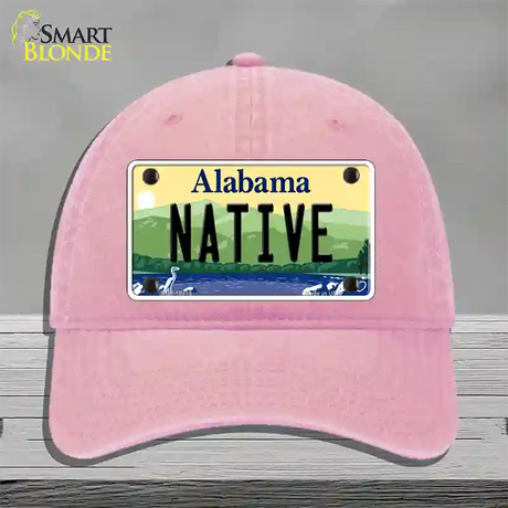 Native Alabama Novelty License Plate Hat Unconstructed Cotton / Pink