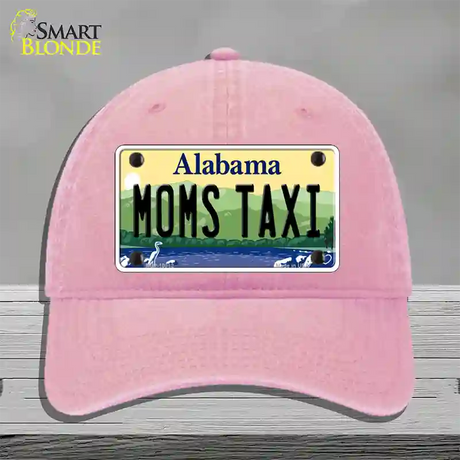 Moms Taxi Alabama Novelty License Plate Hat Unconstructed Cotton / Pink