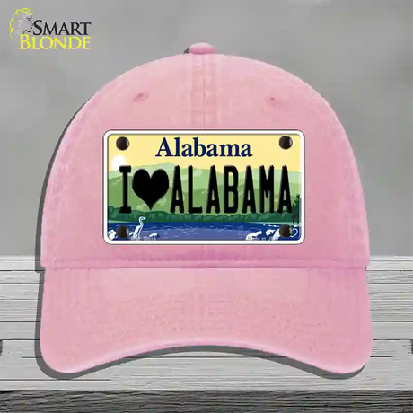 I Love Alabama Novelty License Plate Hat Unconstructed Cotton / Pink