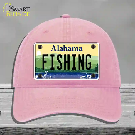 Fishing Alabama Novelty License Plate Hat Unconstructed Cotton / Pink