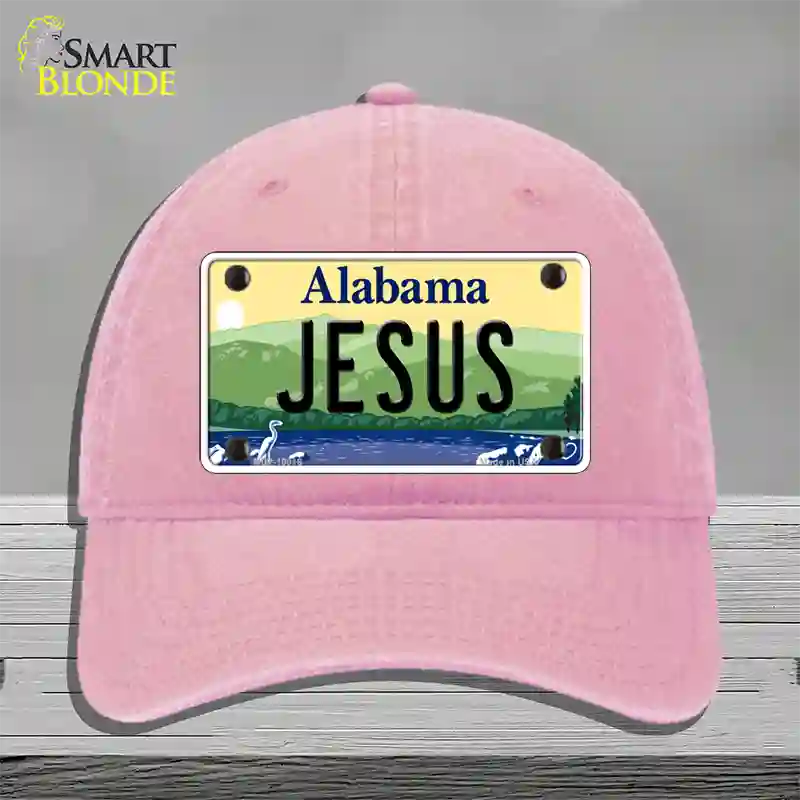 Jesus Alabama Novelty License Plate Hat Unconstructed Cotton / Pink