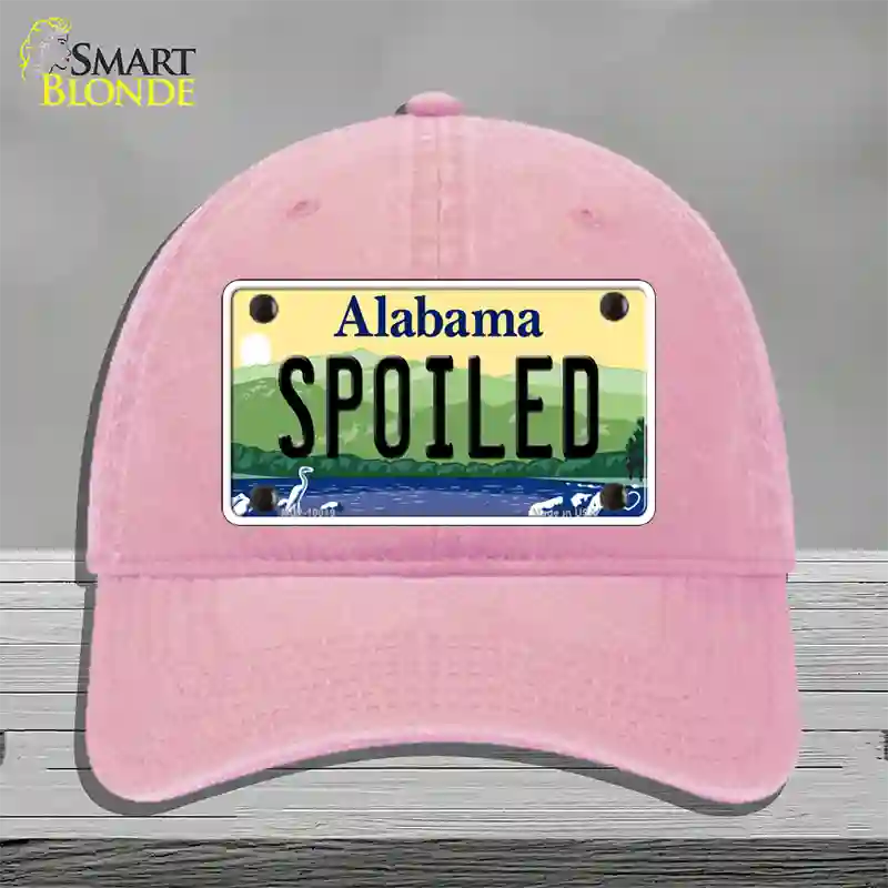 Spoiled Alabama Novelty License Plate Hat Unconstructed Cotton / Pink