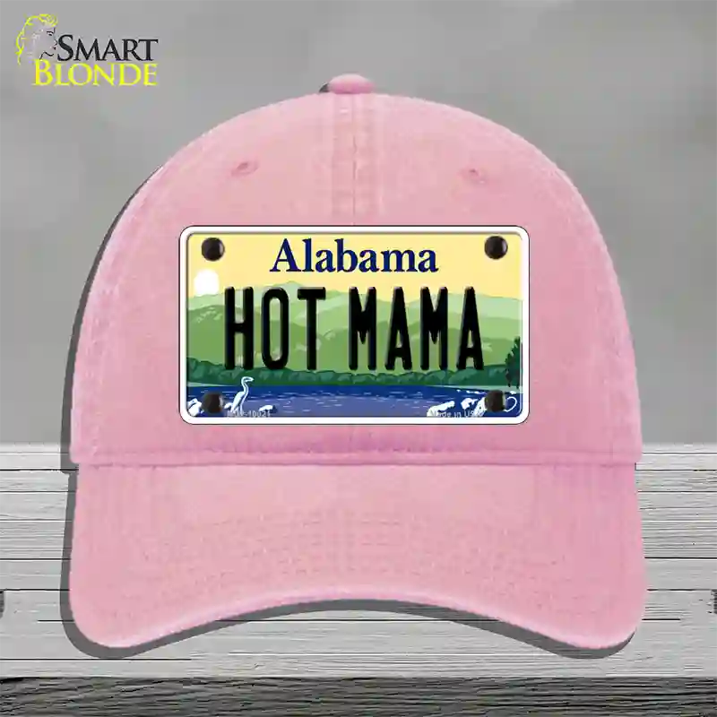 Hot Mama Alabama Novelty License Plate Hat Unconstructed Cotton / Pink