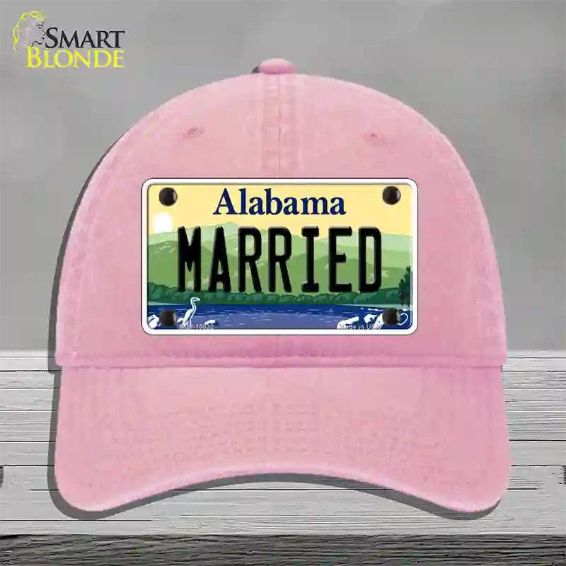 Married Alabama Novelty License Plate Hat Unconstructed Cotton / Pink