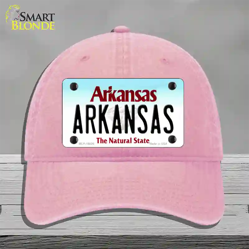 Arkansas Diamond Novelty License Plate Hat Unconstructed Cotton / Pink