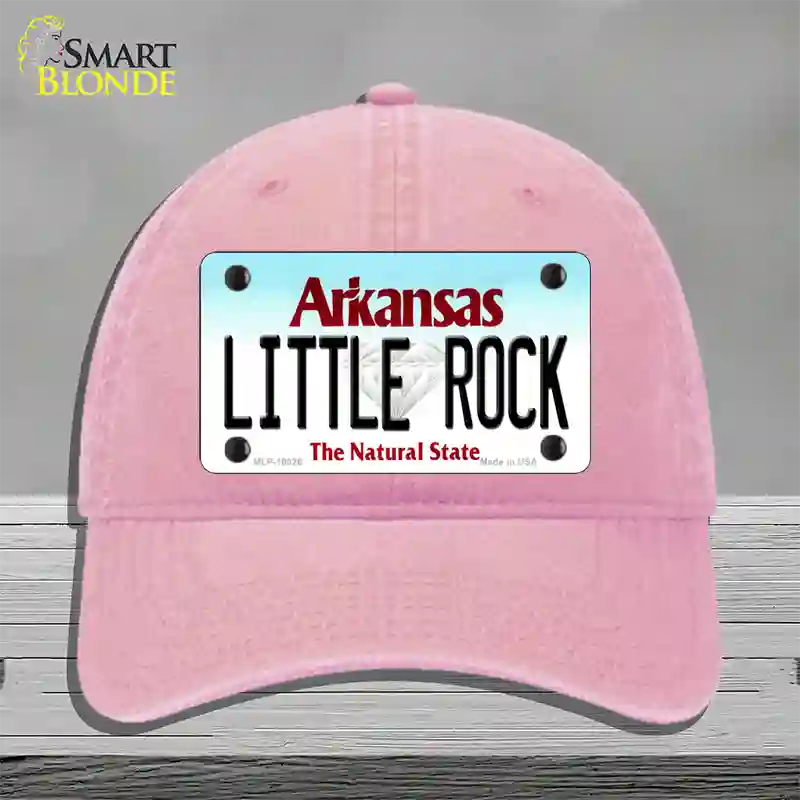 Little Rock Arkansas Novelty License Plate Hat Unconstructed Cotton / Pink