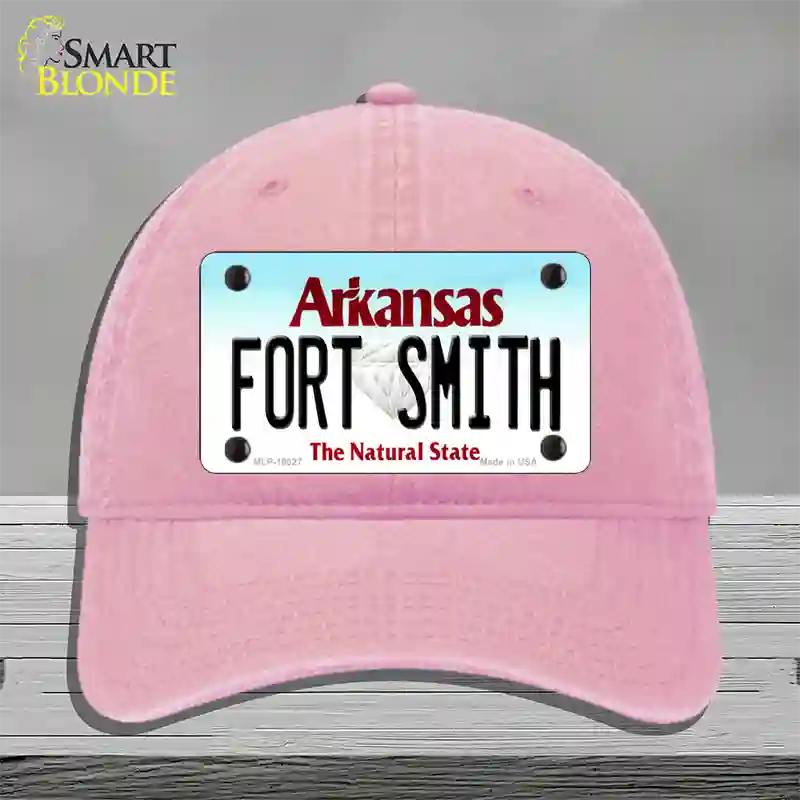 Fort Smith Arkansas Novelty License Plate Hat Unconstructed Cotton / Pink